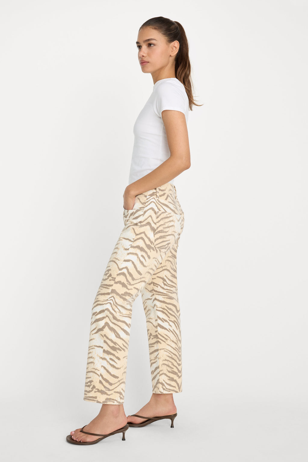 Luxury VINTAGE STRAIGHT ANKLE JEANS BROWN TIGER