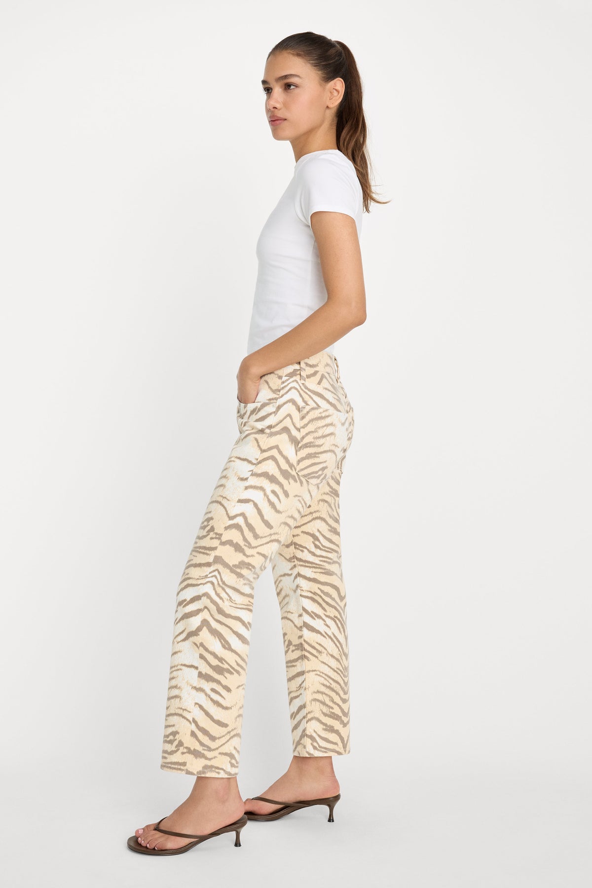 Luxury VINTAGE STRAIGHT ANKLE JEANS BROWN TIGER