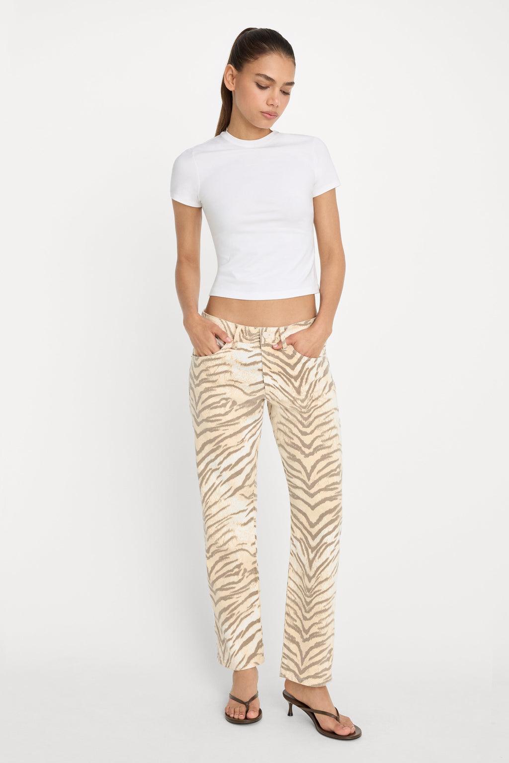 Luxury VINTAGE STRAIGHT ANKLE JEANS BROWN TIGER