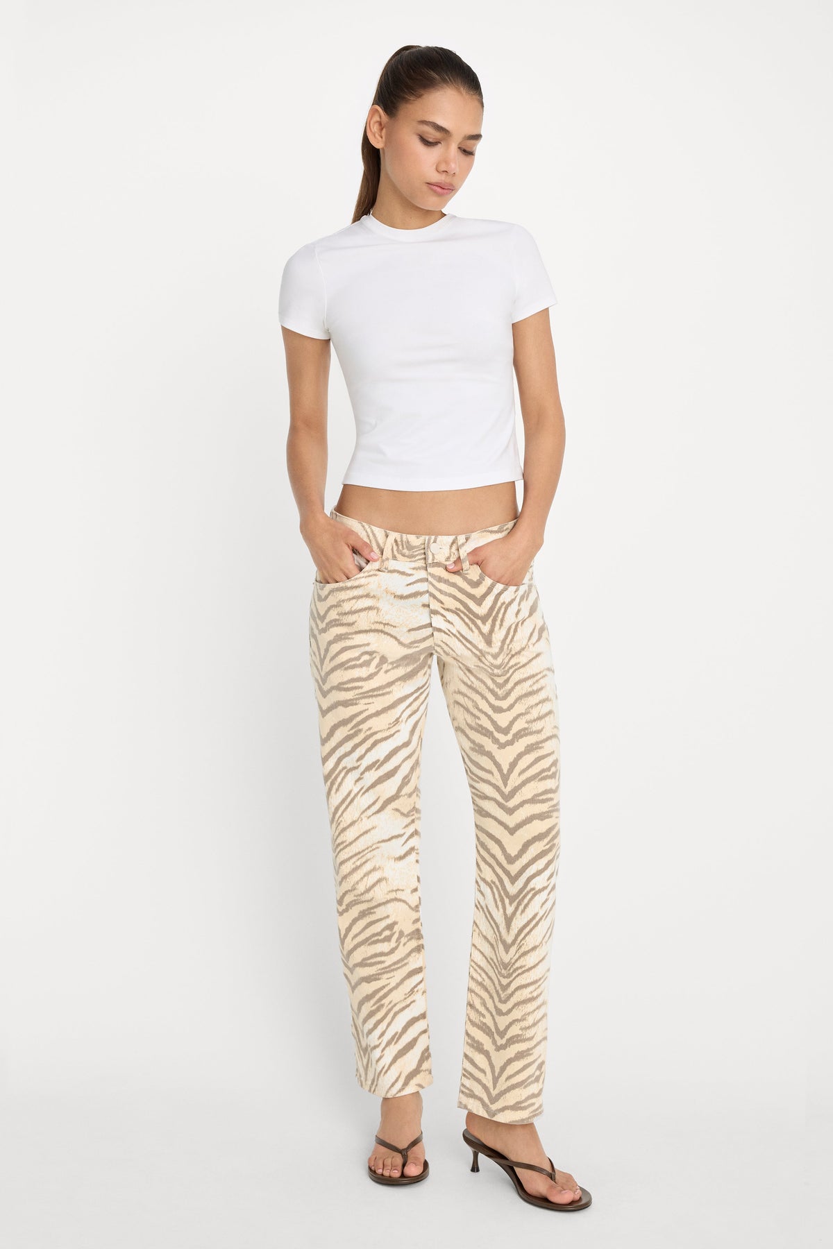 Luxury VINTAGE STRAIGHT ANKLE JEANS BROWN TIGER
