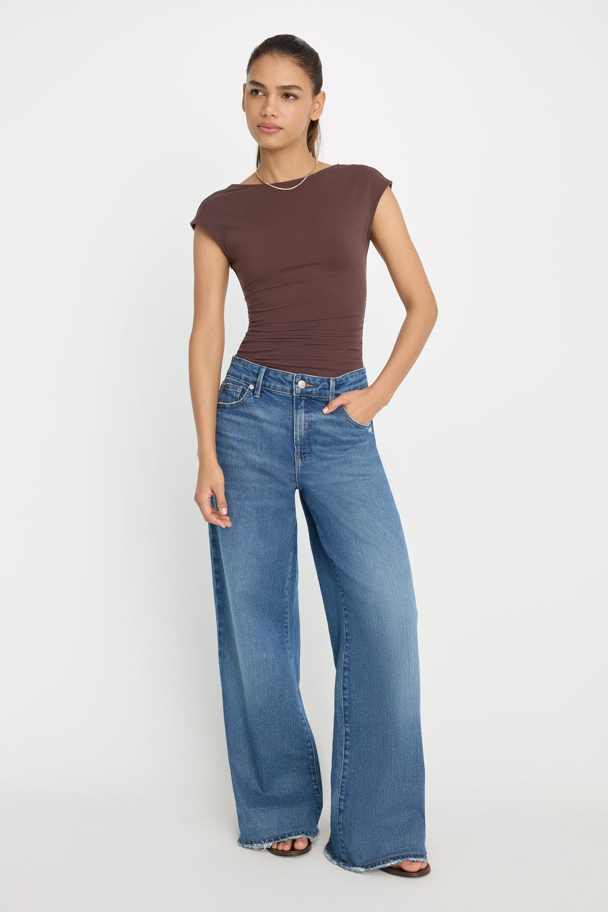 Luxury SUPER STRETCH OPEN BACK BODY SUIT BITTER COCOA