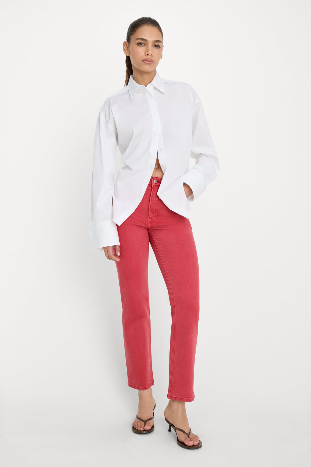 Luxury GOOD ICON ANKLE JEANS CHERRY RED
