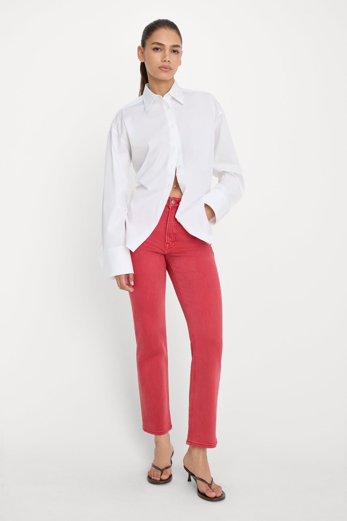 Luxury GOOD ICON ANKLE JEANS CHERRY RED