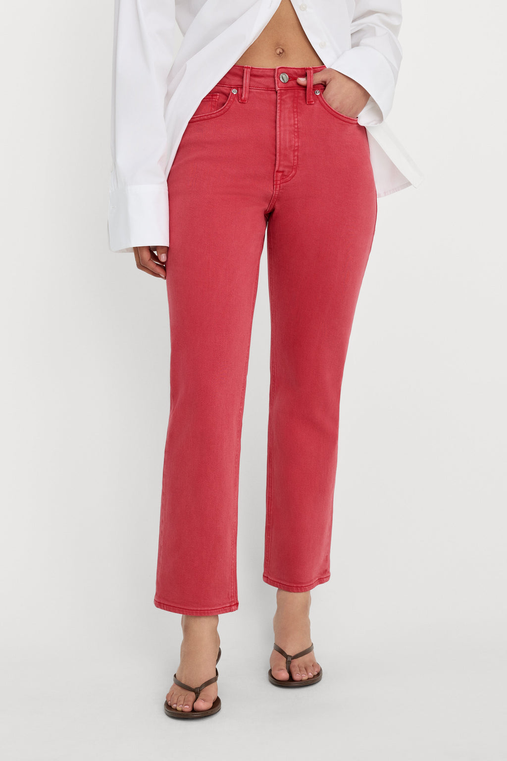 Luxury GOOD ICON ANKLE JEANS CHERRY RED