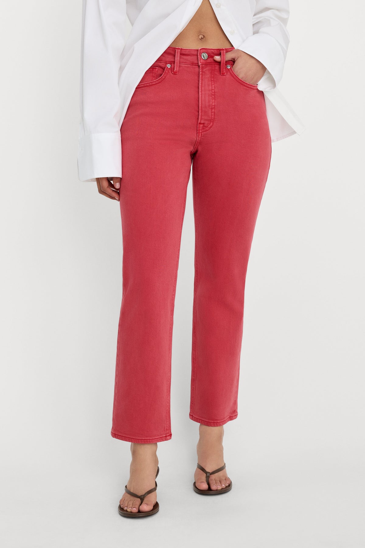 Luxury GOOD ICON ANKLE JEANS CHERRY RED