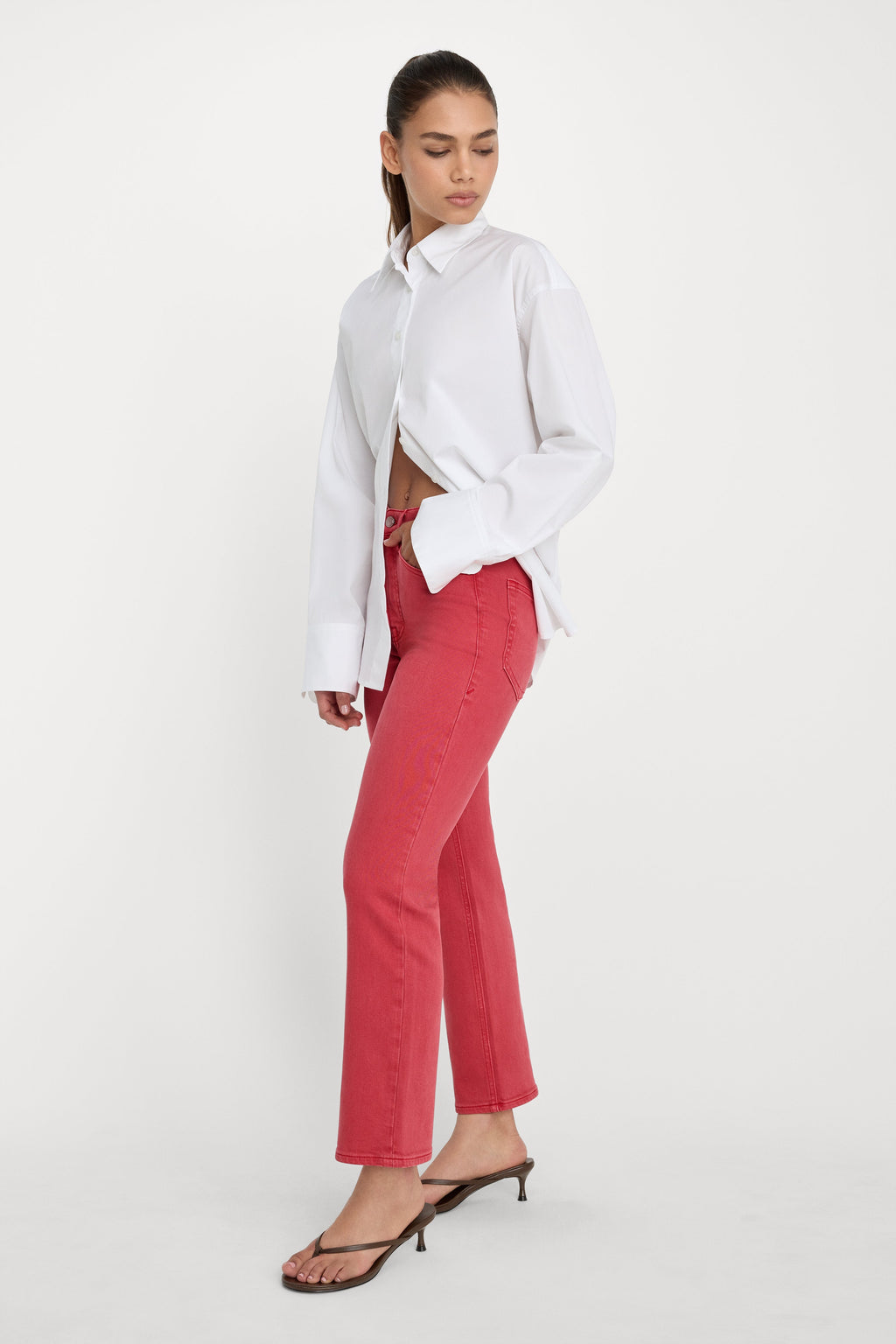 Luxury GOOD ICON ANKLE JEANS CHERRY RED