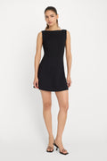 Luxury SOFT STRETCH PONTE MINI DRESS BLACK001
