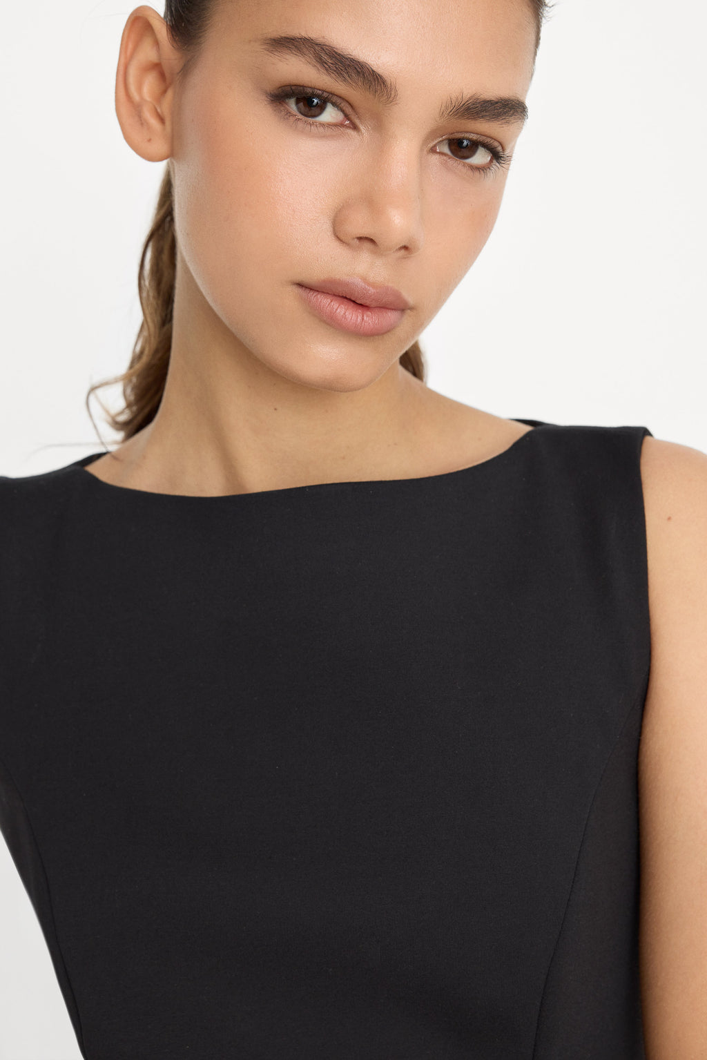 Luxury SOFT STRETCH PONTE MINI DRESS BLACK001