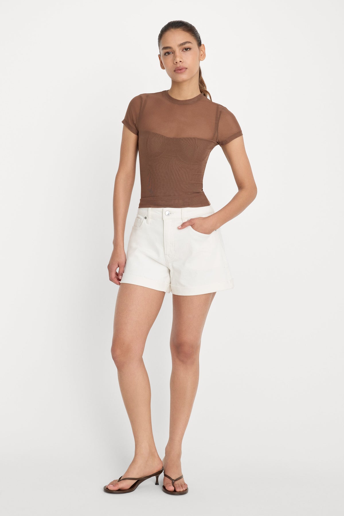 Luxury MESH BABY TEE SADDLEWOOD