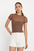 Luxury MESH BABY TEE SADDLEWOOD