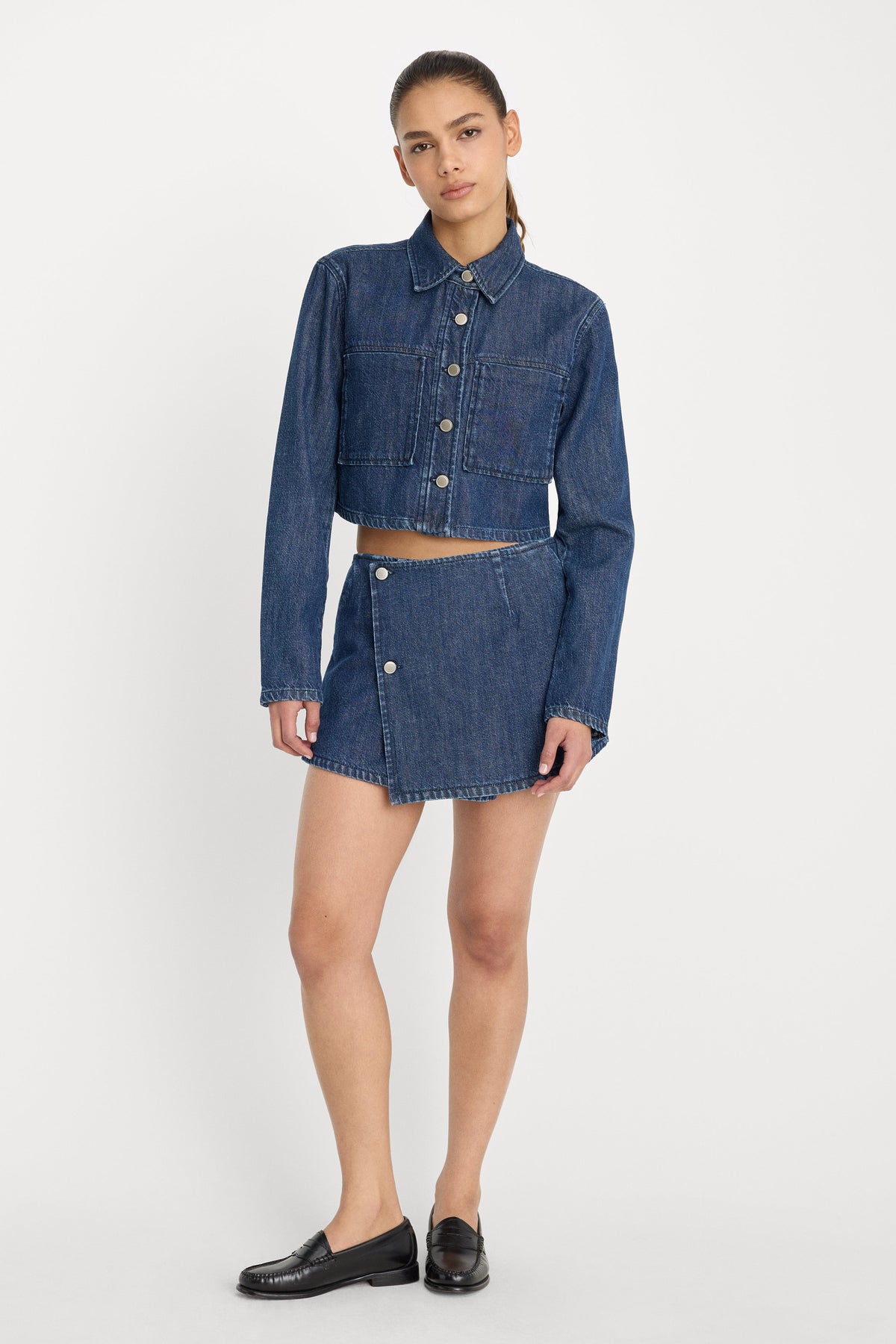 Luxury DENIM CROPPED JACKET INDIGO1187