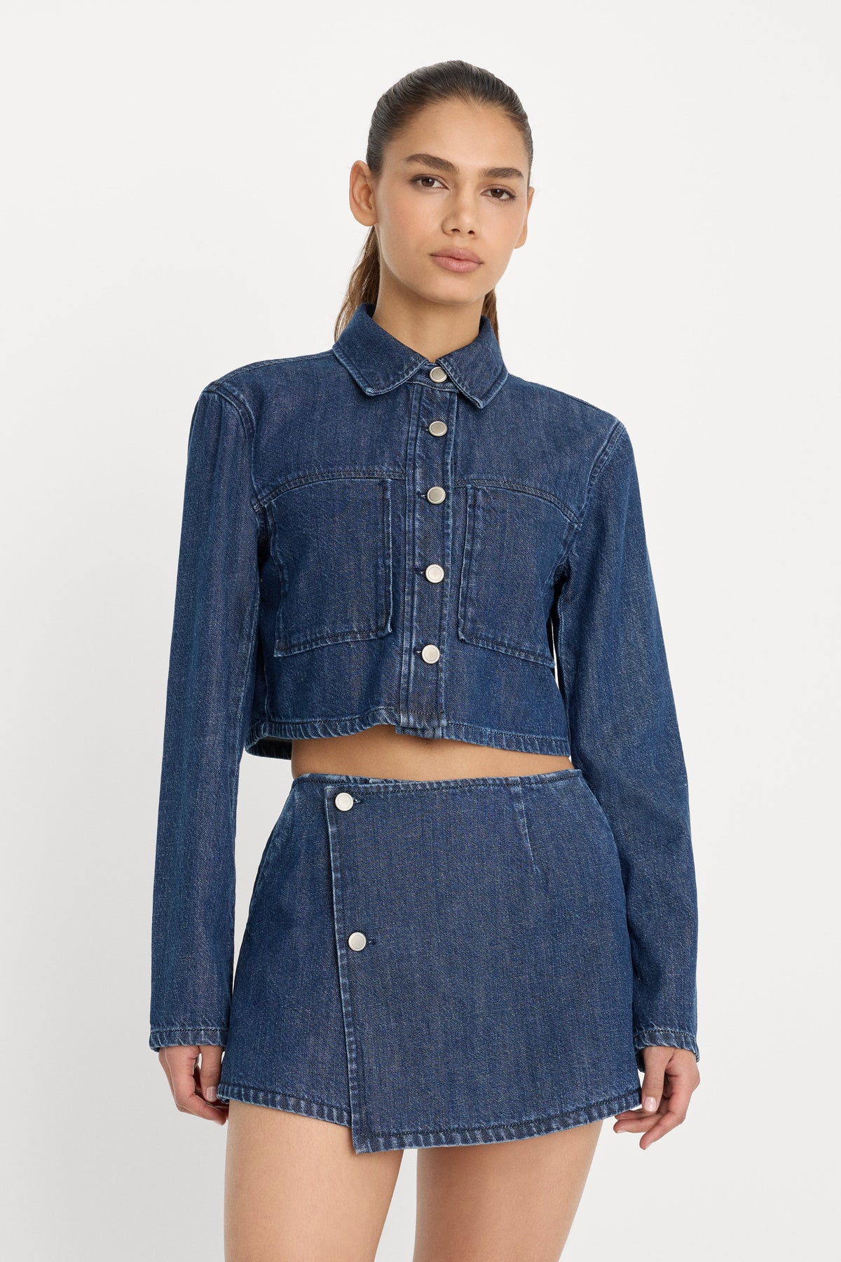 Luxury DENIM CROPPED JACKET INDIGO1187