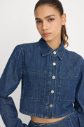 Luxury DENIM CROPPED JACKET INDIGO1187