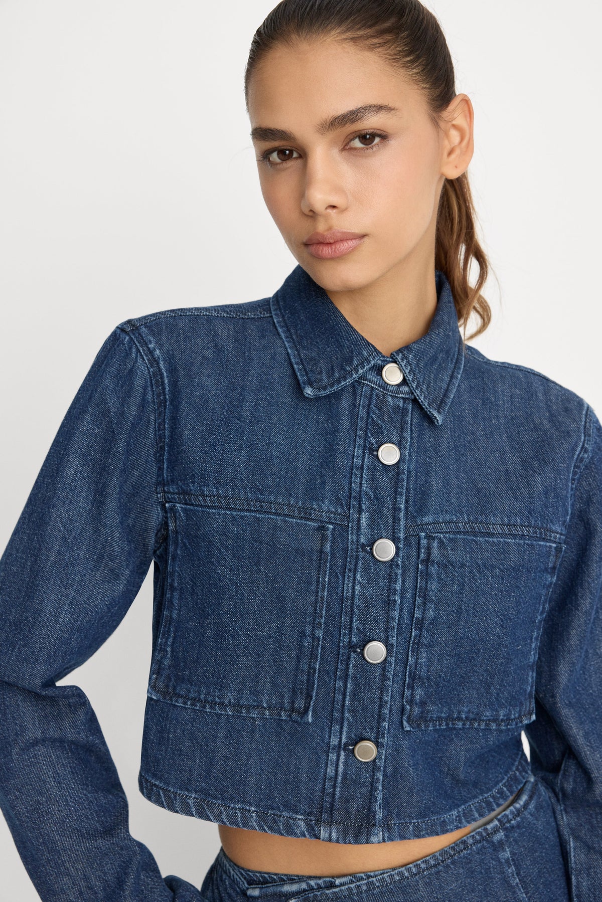 Luxury DENIM CROPPED JACKET INDIGO1187