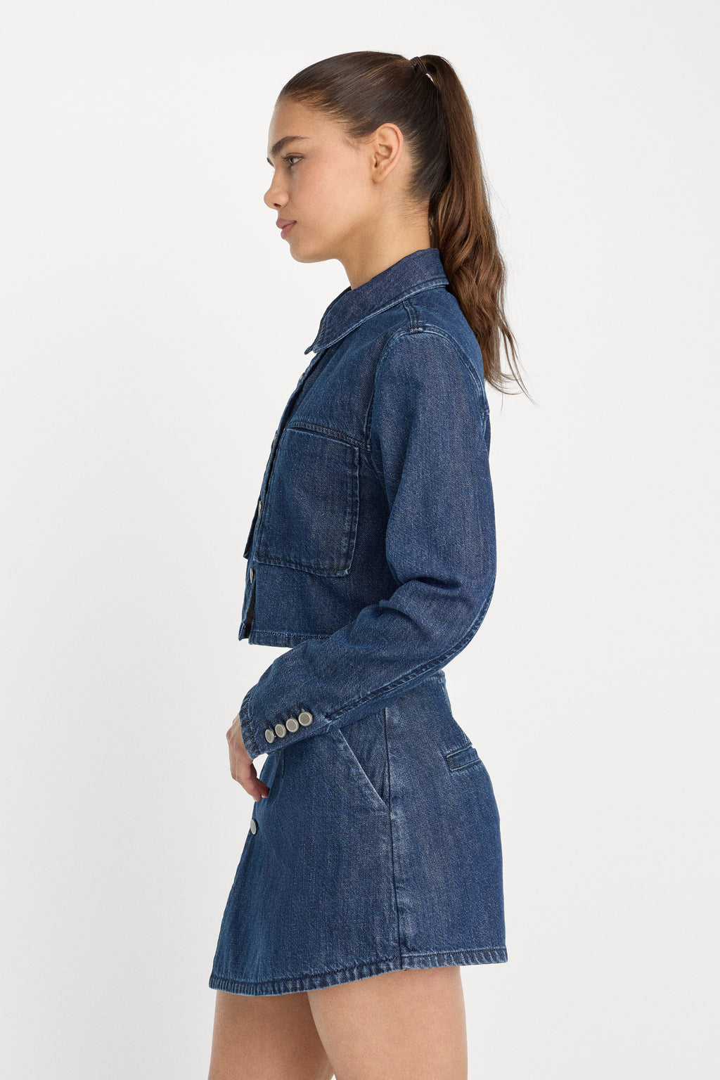 Luxury DENIM CROPPED JACKET INDIGO1187