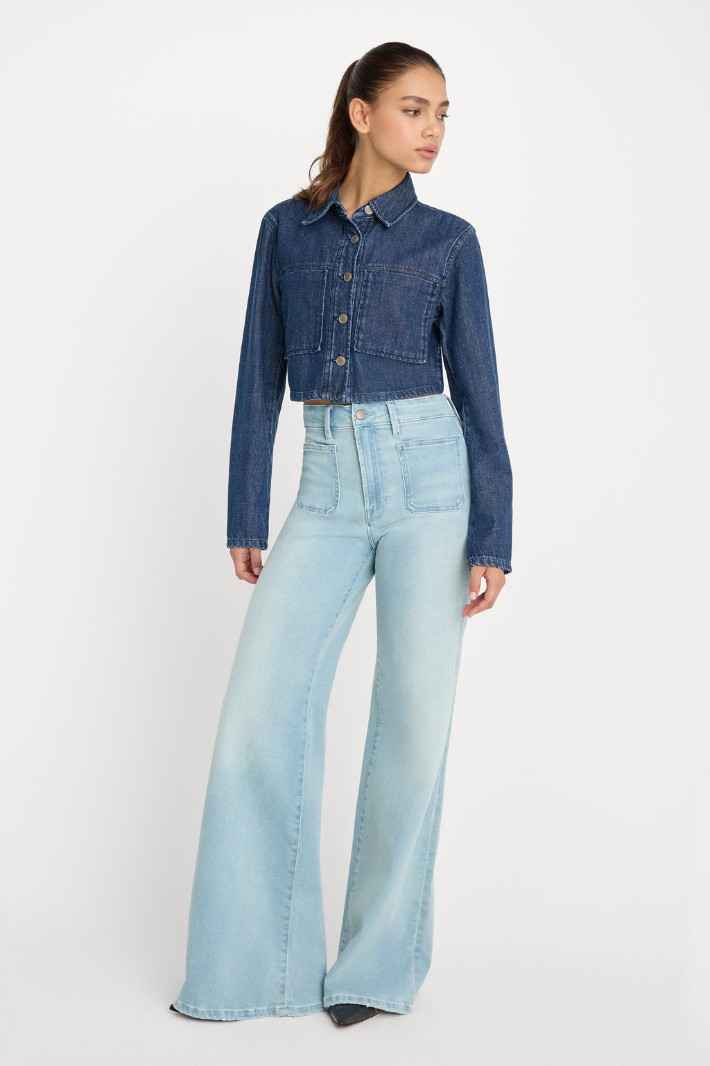 Luxury SOFT TECH GOOD WAIST PALAZZO JEANS INDIGO1129