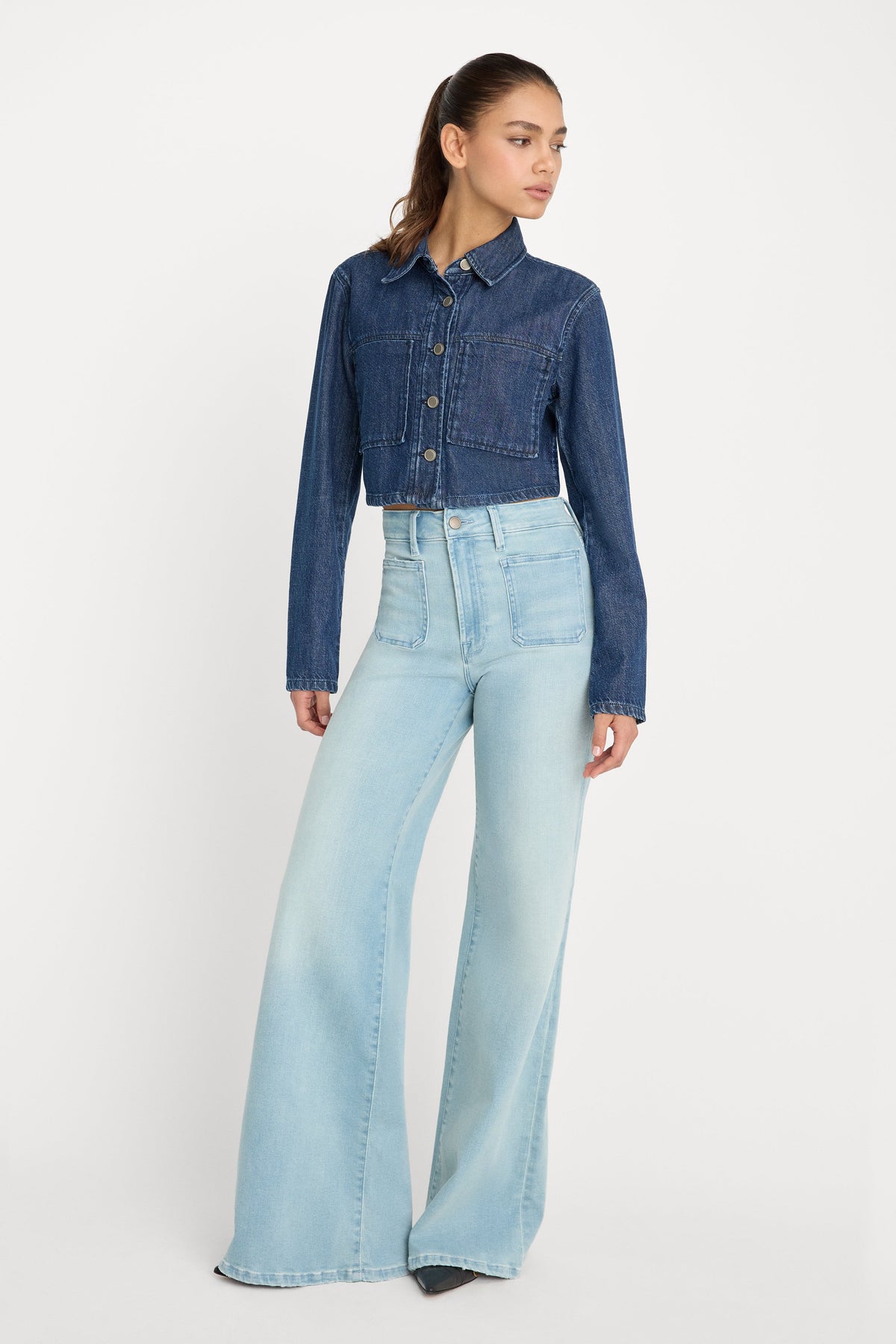 Luxury SOFT TECH GOOD WAIST PALAZZO JEANS INDIGO1129