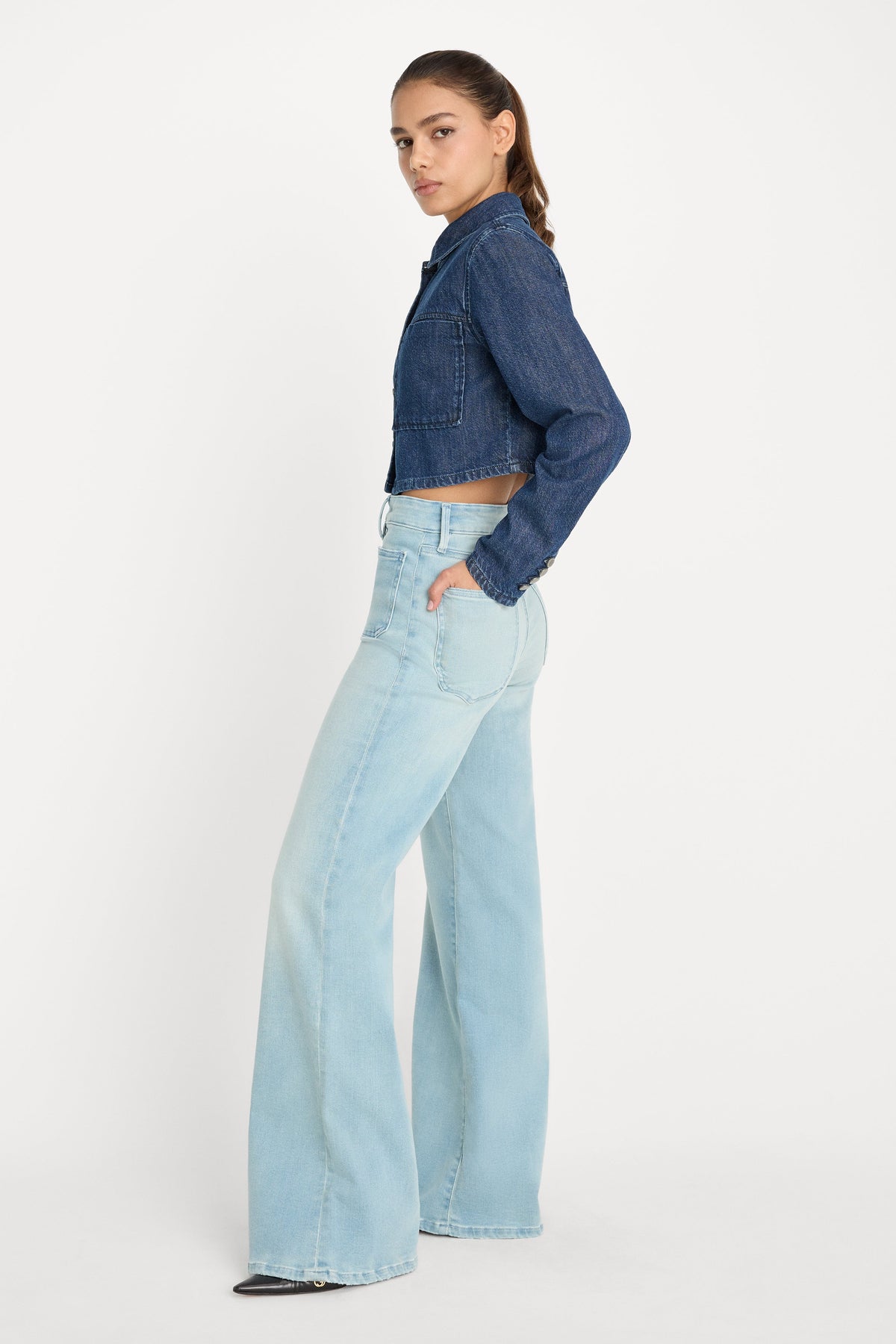 Luxury SOFT TECH GOOD WAIST PALAZZO JEANS INDIGO1129