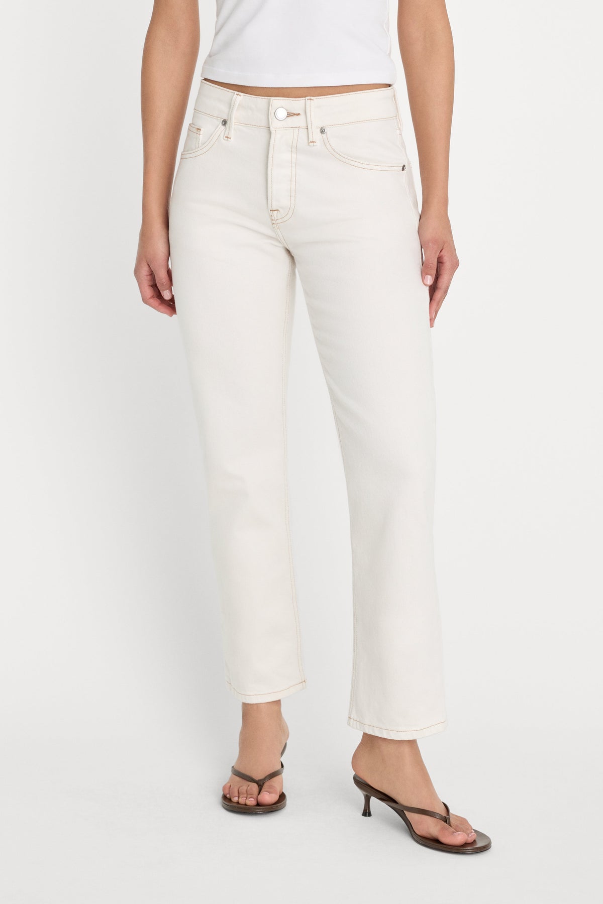 Luxury VINTAGE STRAIGHT ANKLE JEANS ECRU001