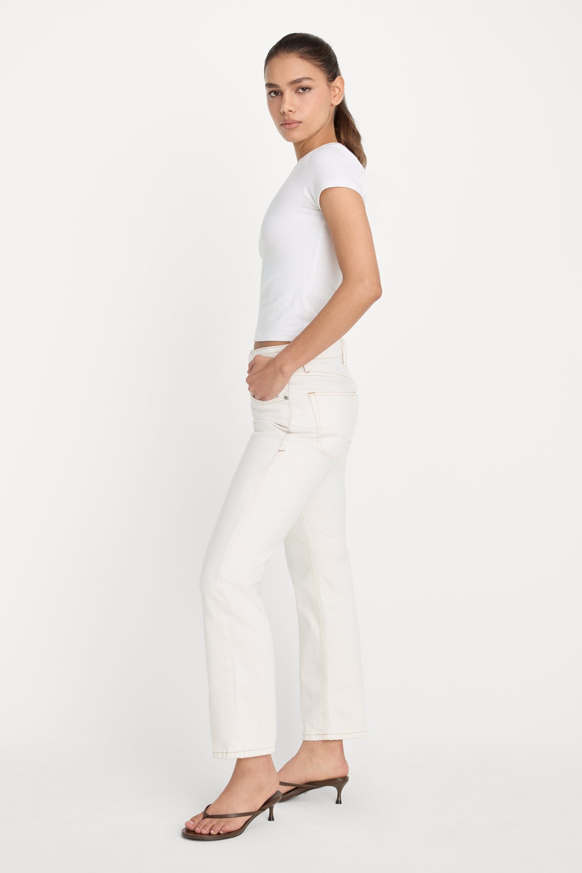 Luxury VINTAGE STRAIGHT ANKLE JEANS ECRU001