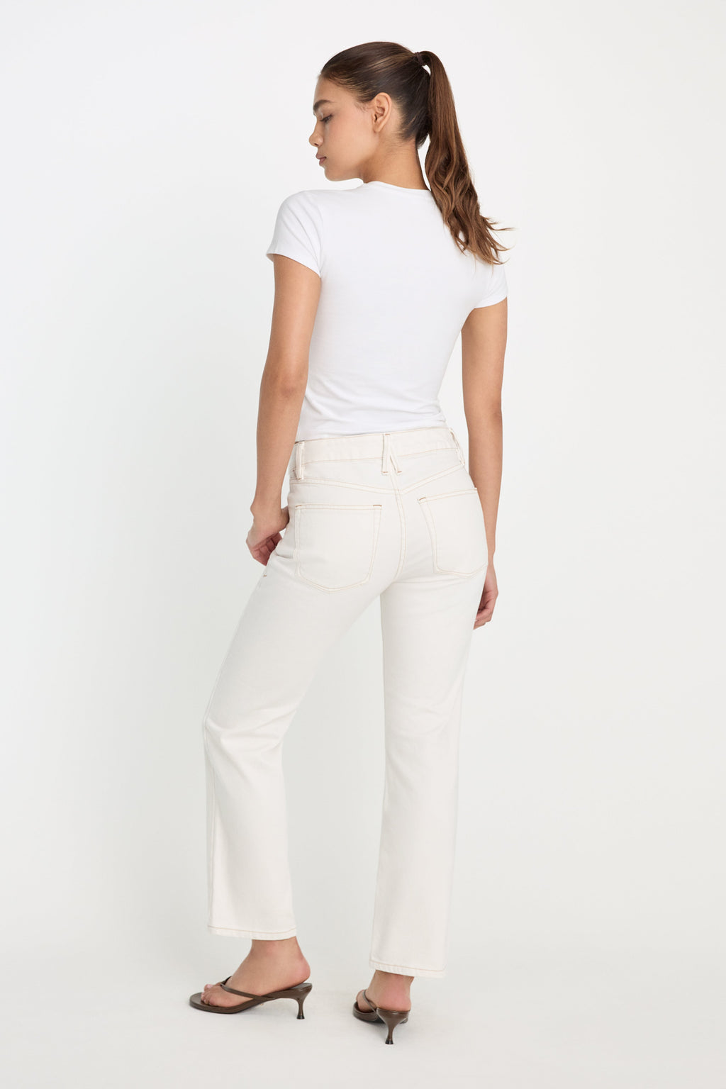 Luxury VINTAGE STRAIGHT ANKLE JEANS ECRU001