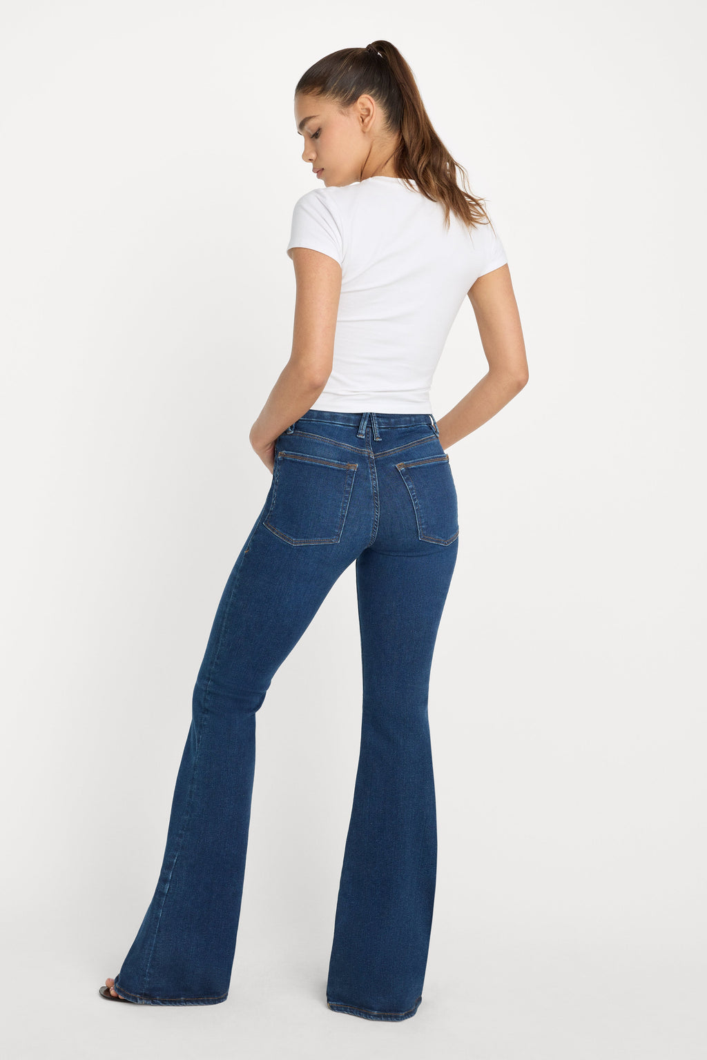 Luxury POWER STRETCH PULL-ON FLARE JEANS INDIGO491