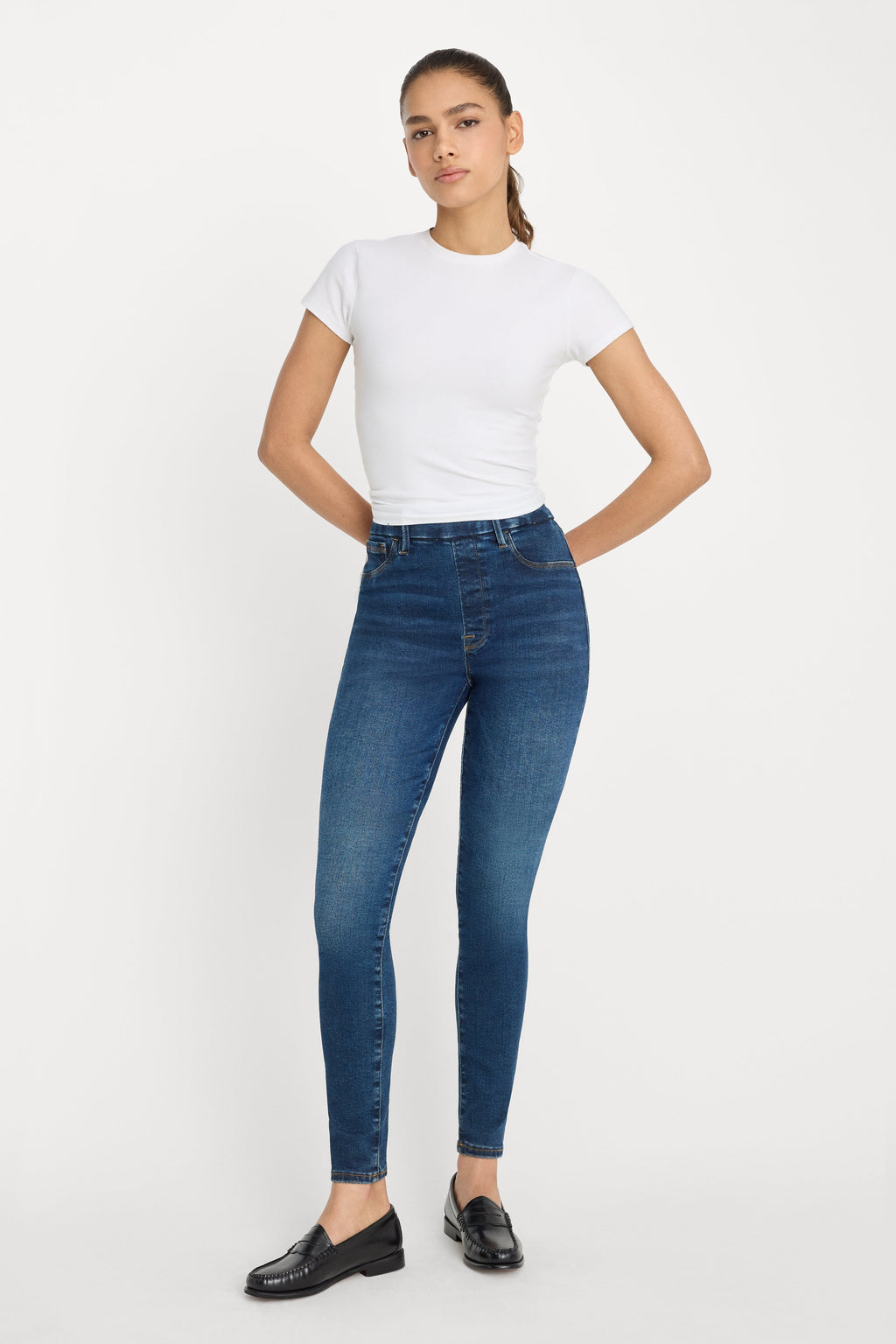 Luxury POWER STRETCH PULL-ON SKINNY JEANS INDIGO491