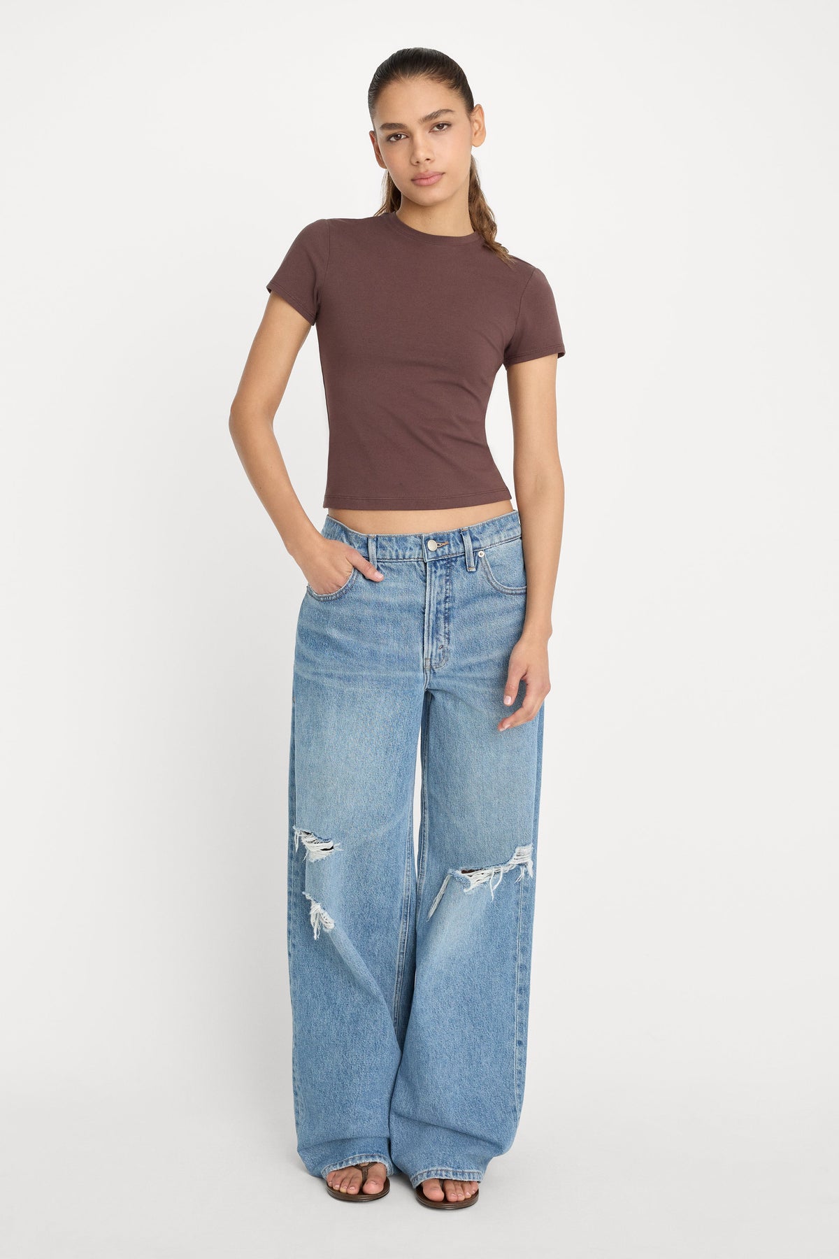 Luxury SUPER STRETCH BABY TEE BITTER COCOA