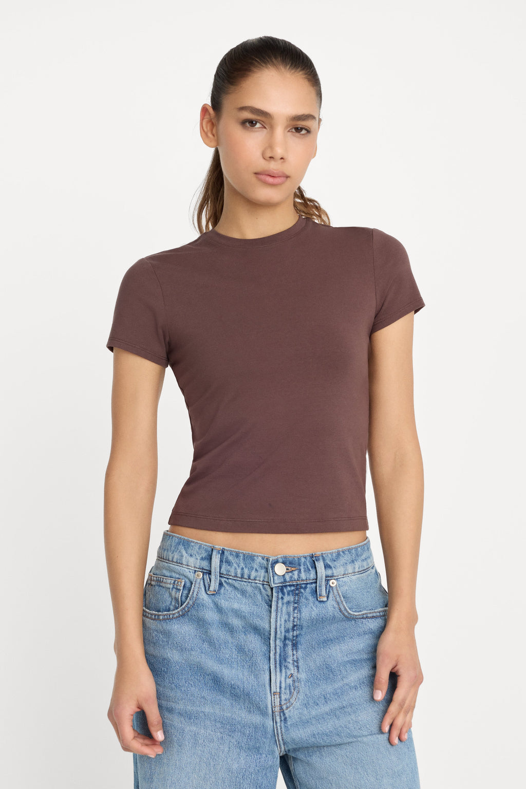 Luxury SUPER STRETCH BABY TEE BITTER COCOA