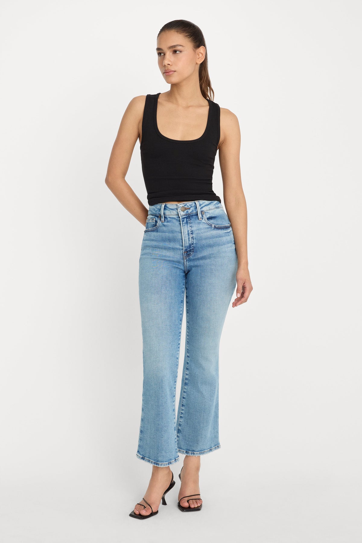 Luxury SOFT TECH GOOD LEGS CROP MINI BOOT JEANS INDIGO1214