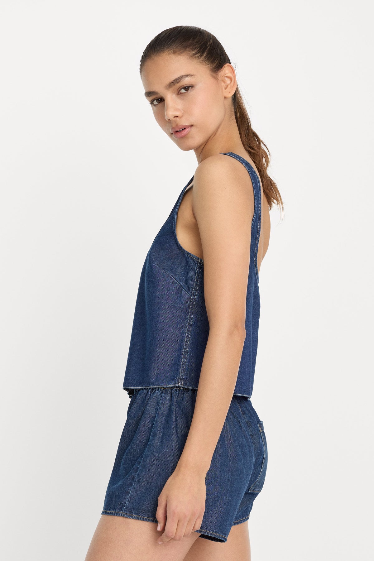 Luxury DENIM BUTTON FRONT TANK INDIGO1187