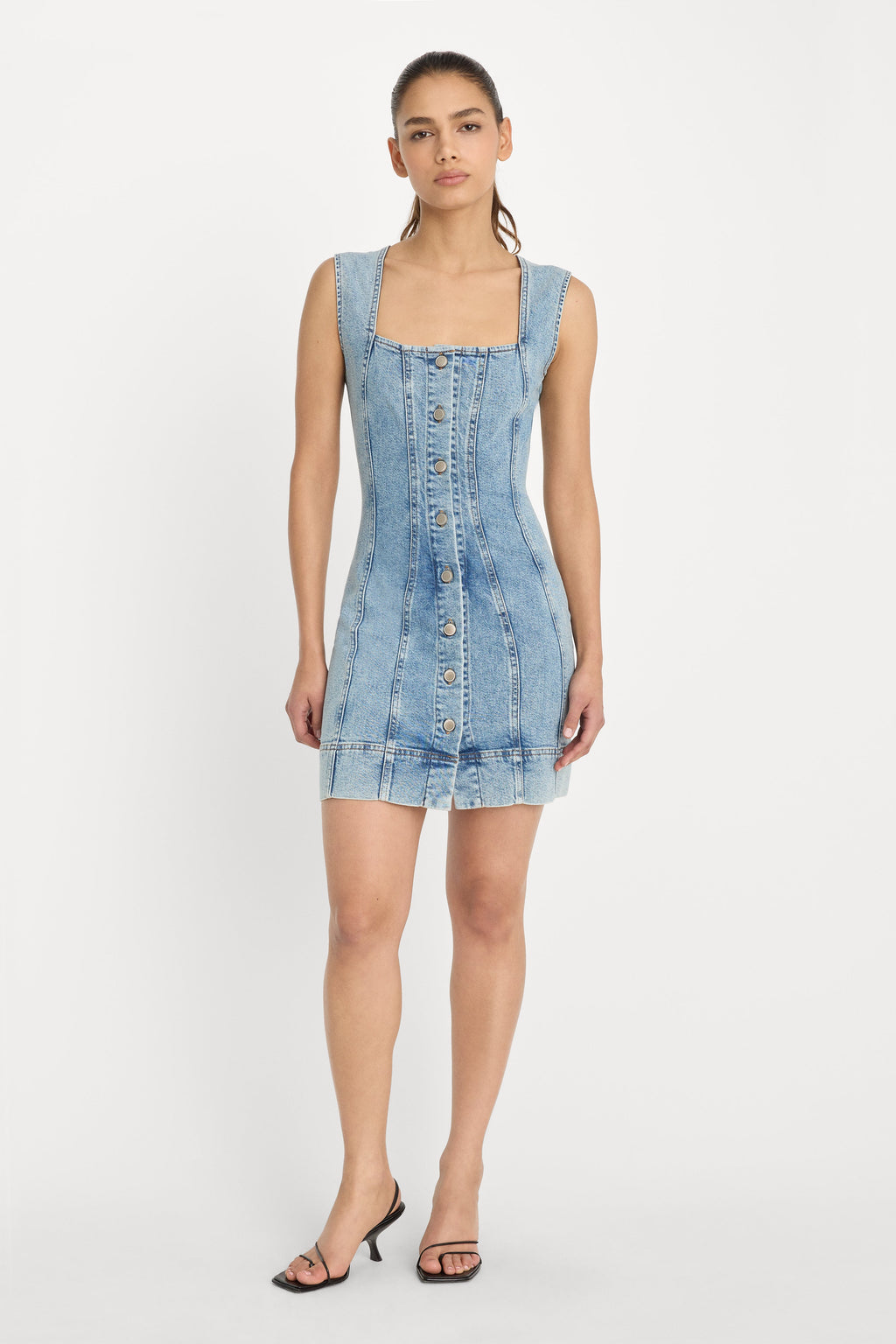 Luxury MINI BUTTON FRONT DRESS INDIGO1104