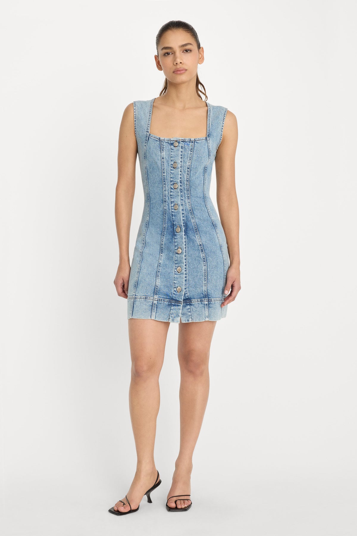 Luxury MINI BUTTON FRONT DRESS INDIGO1104