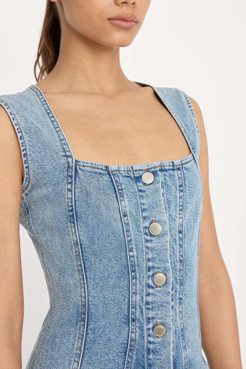 Luxury MINI BUTTON FRONT DRESS INDIGO1104