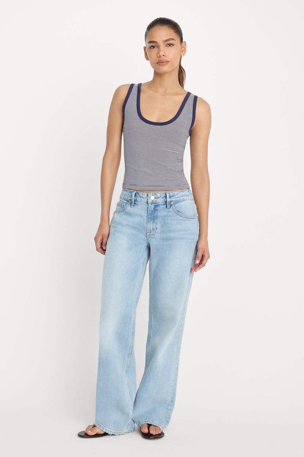 Luxury SUPER STRETCH RINGER TANK HORIZON STRIPE