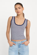 Luxury SUPER STRETCH RINGER TANK HORIZON STRIPE