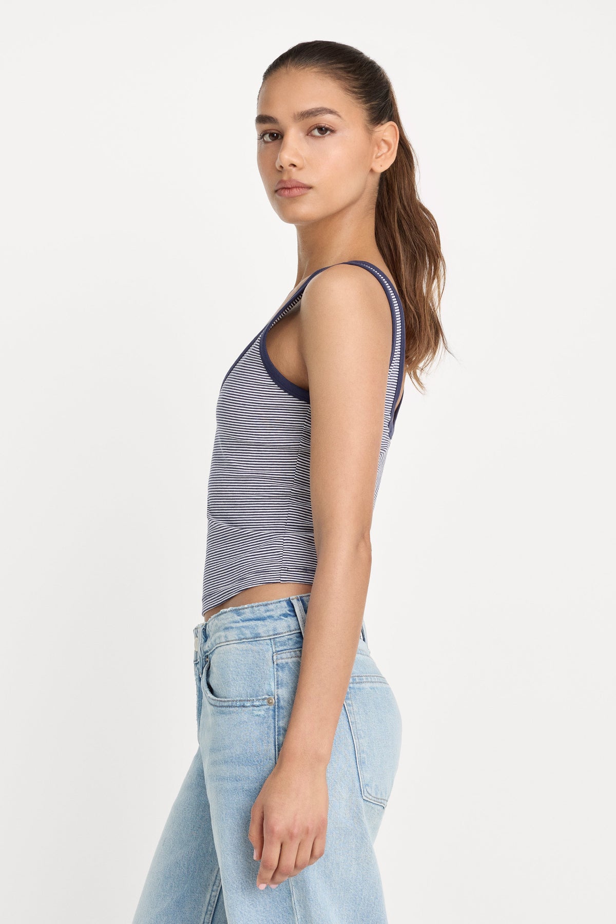 Luxury SUPER STRETCH RINGER TANK HORIZON STRIPE
