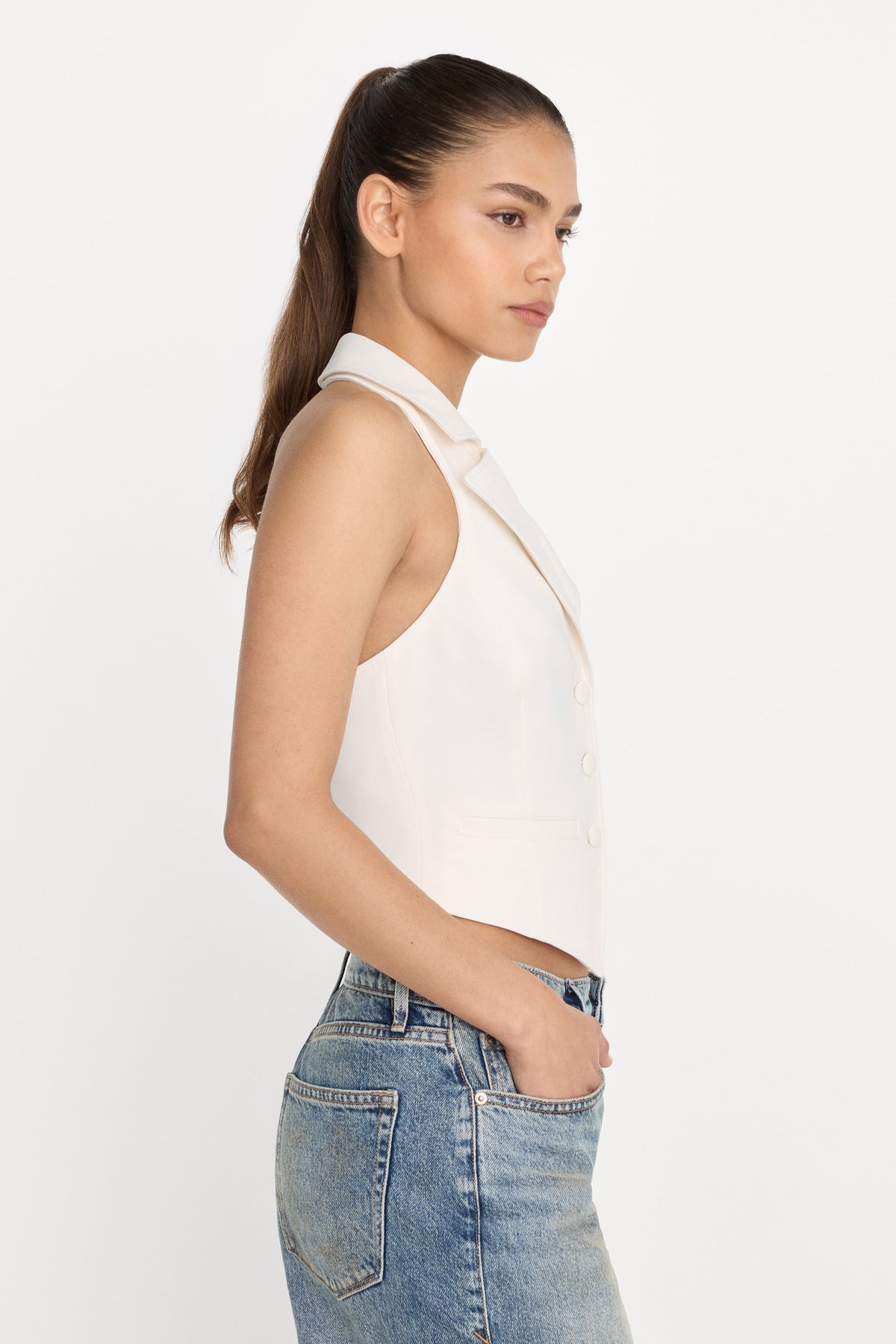 Luxury LUXE SUITING HALTER VEST SOFT SHELL