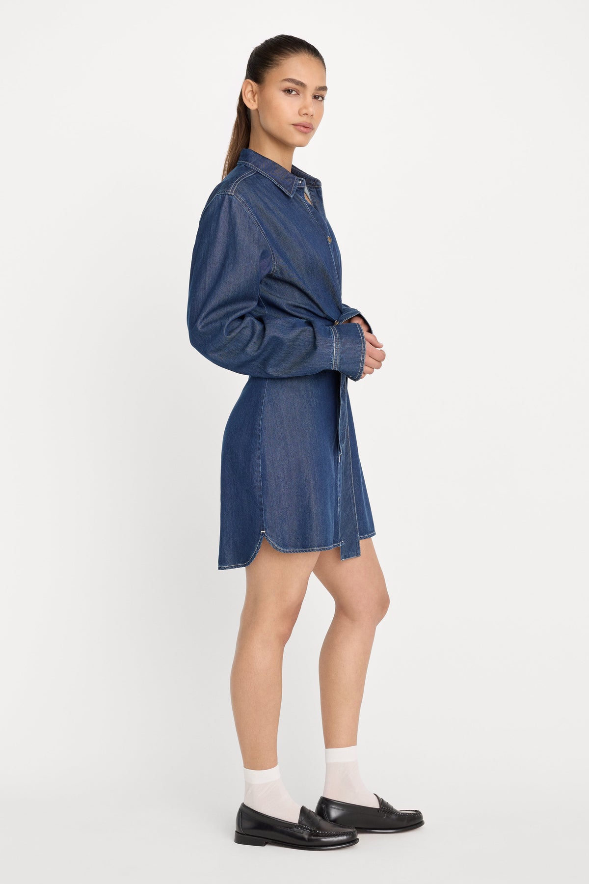 Luxury DENIM WRAP SHIRT DRESS INDIGO1187