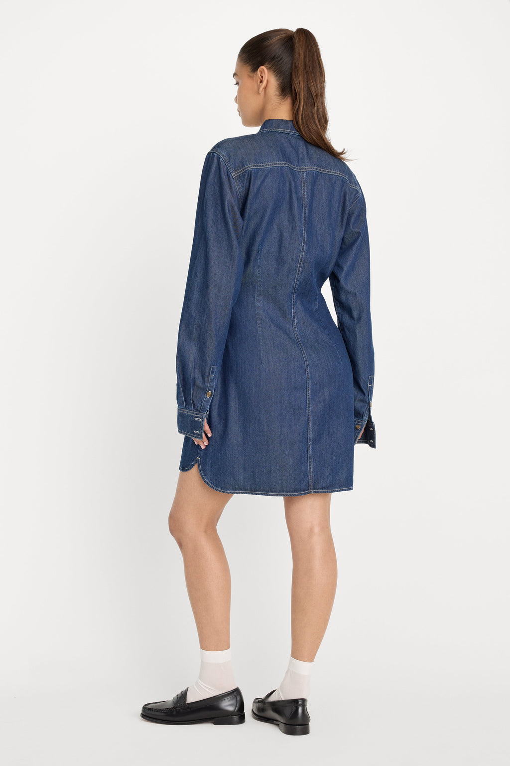 Luxury DENIM WRAP SHIRT DRESS INDIGO1187