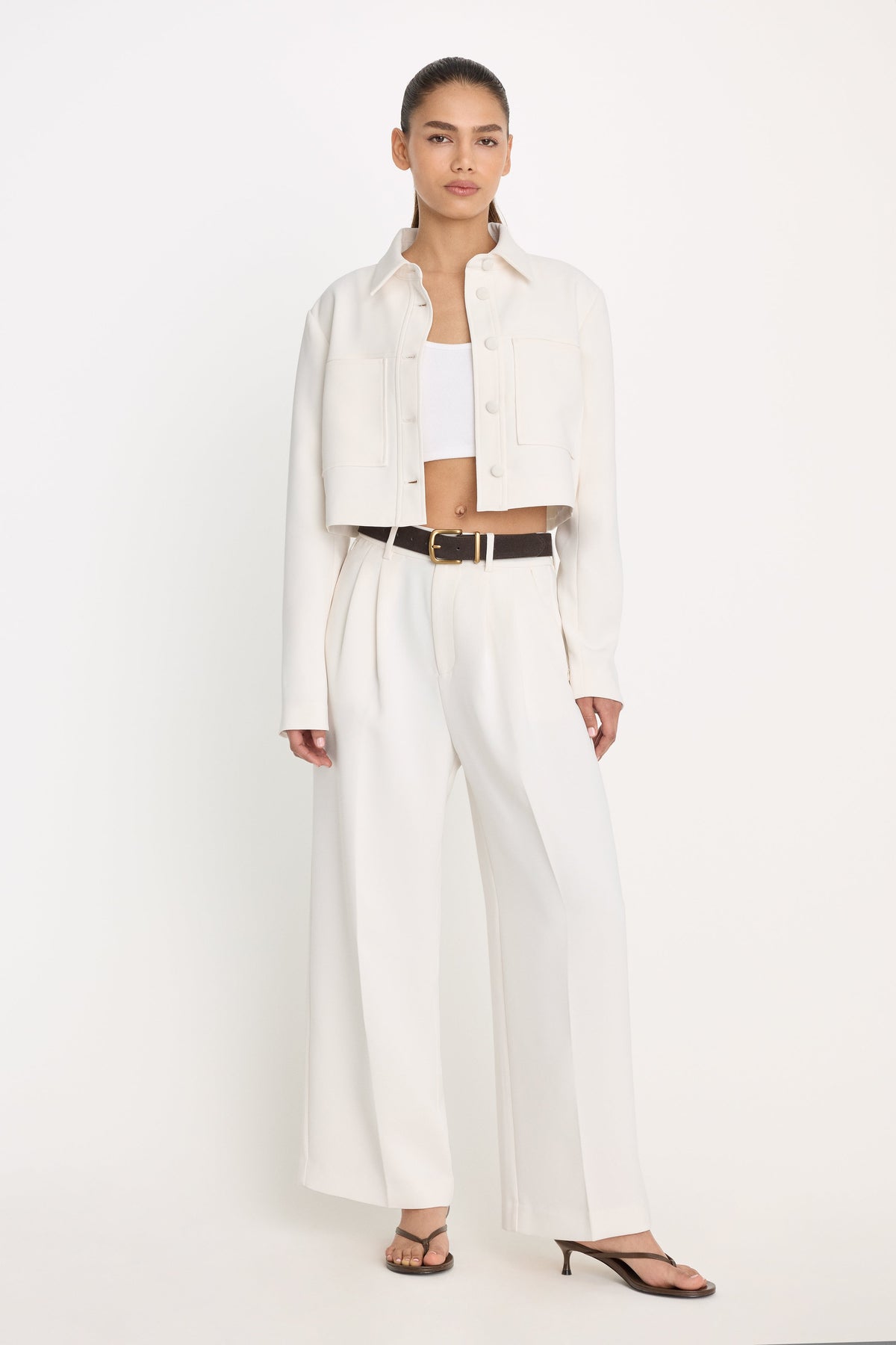 Luxury LUXE SUITING CROPPED JACKET SOFT SHELL