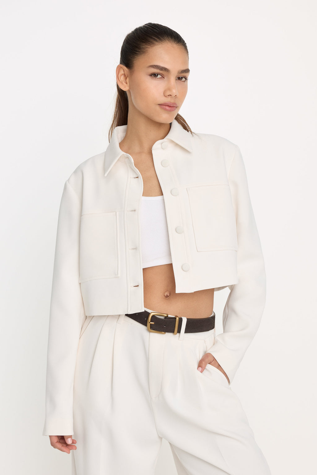 Luxury LUXE SUITING CROPPED JACKET SOFT SHELL