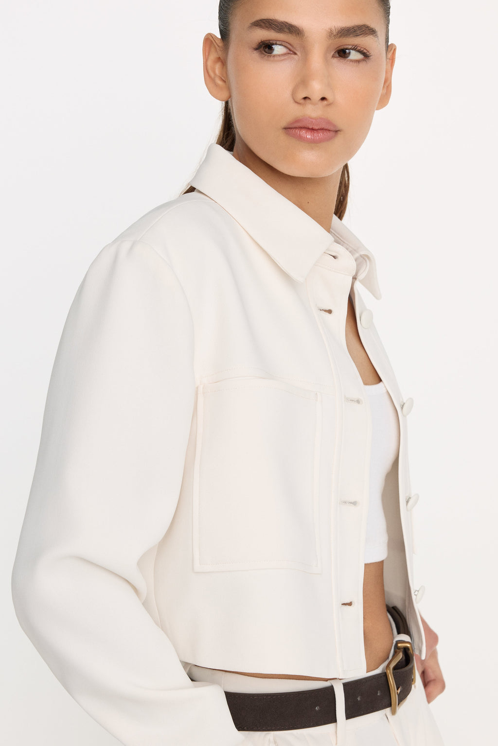 Luxury LUXE SUITING CROPPED JACKET SOFT SHELL