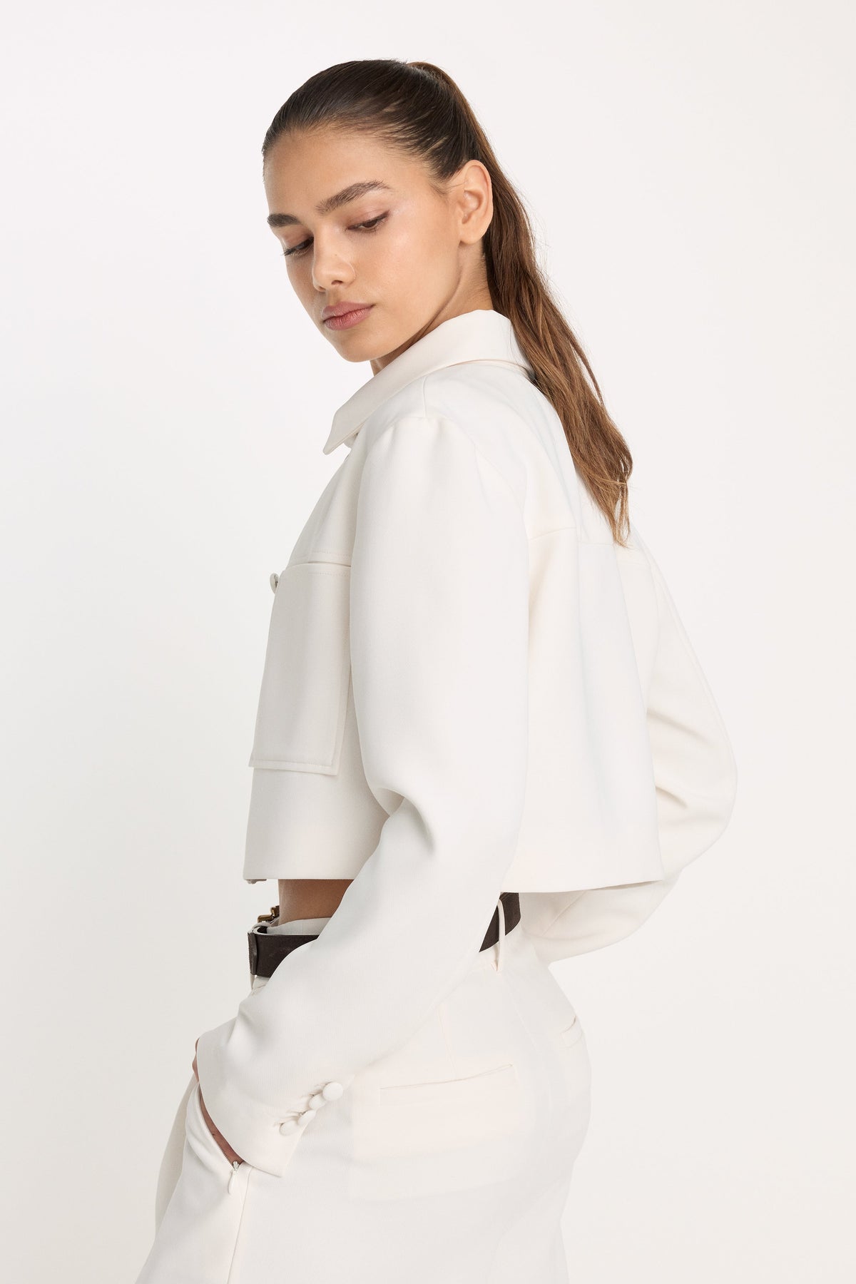 Luxury LUXE SUITING CROPPED JACKET SOFT SHELL