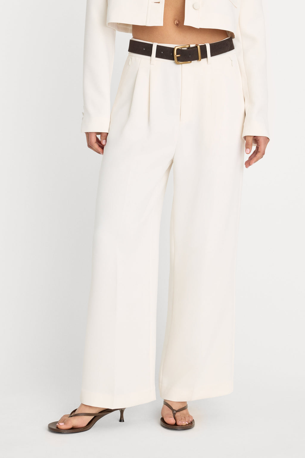 Luxury LUXE SUITING HIGH-RISE CROPPED WIDE LEG TROUSER SOFT SHELL