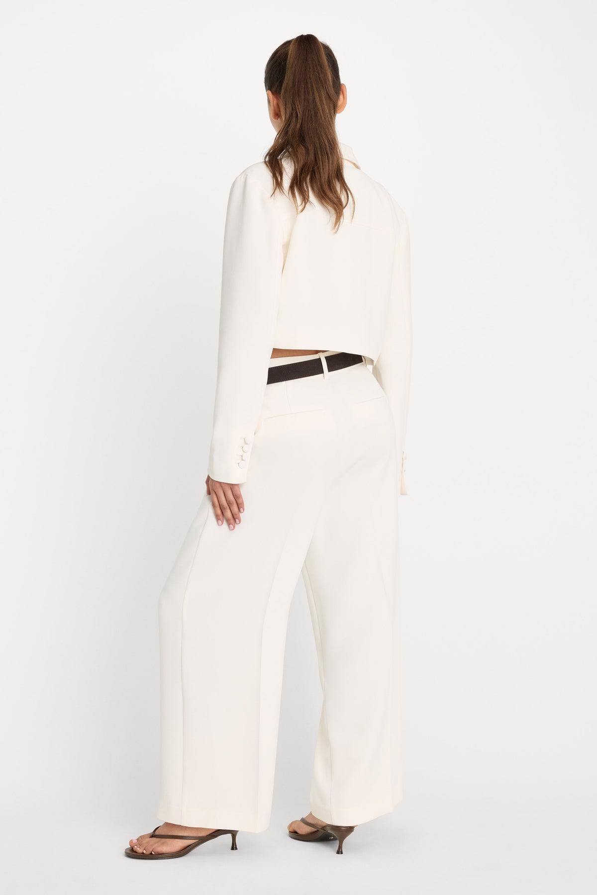 Luxury LUXE SUITING HIGH-RISE CROPPED WIDE LEG TROUSER SOFT SHELL