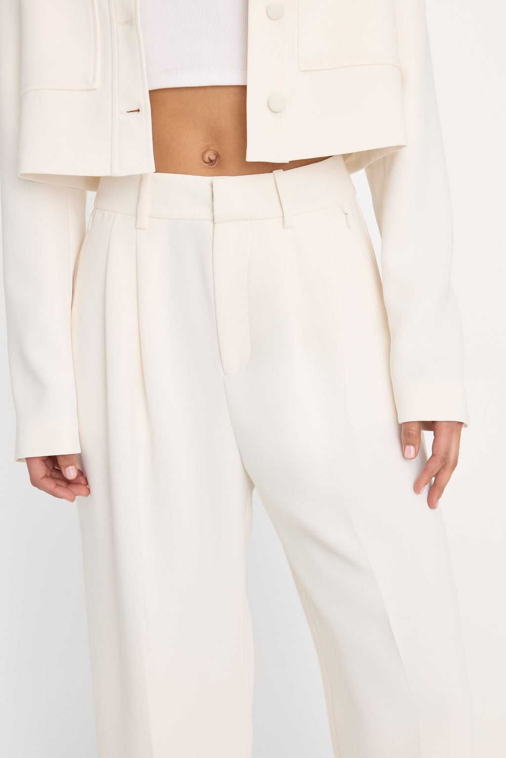 Luxury LUXE SUITING HIGH-RISE CROPPED WIDE LEG TROUSER SOFT SHELL