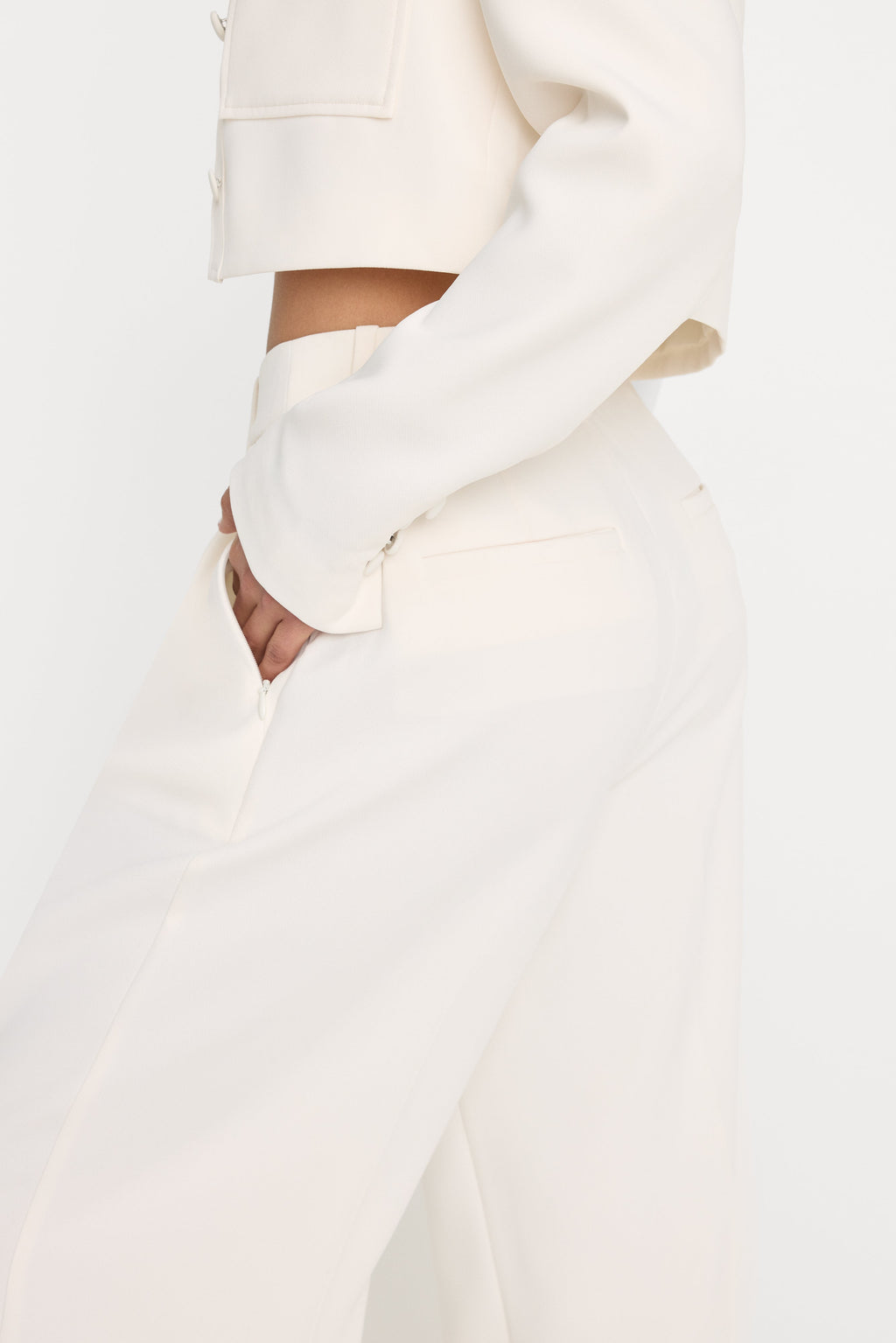 Luxury LUXE SUITING HIGH-RISE CROPPED WIDE LEG TROUSER SOFT SHELL