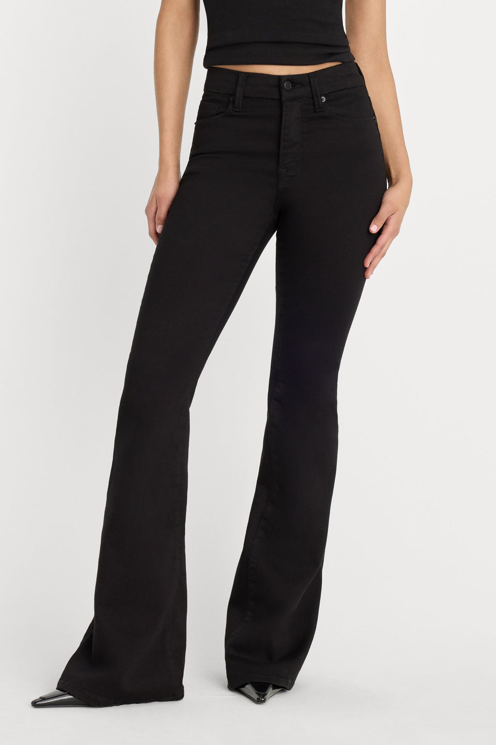 Luxury NEVER FADE GOOD LEGS FLARE JEANS BLACK