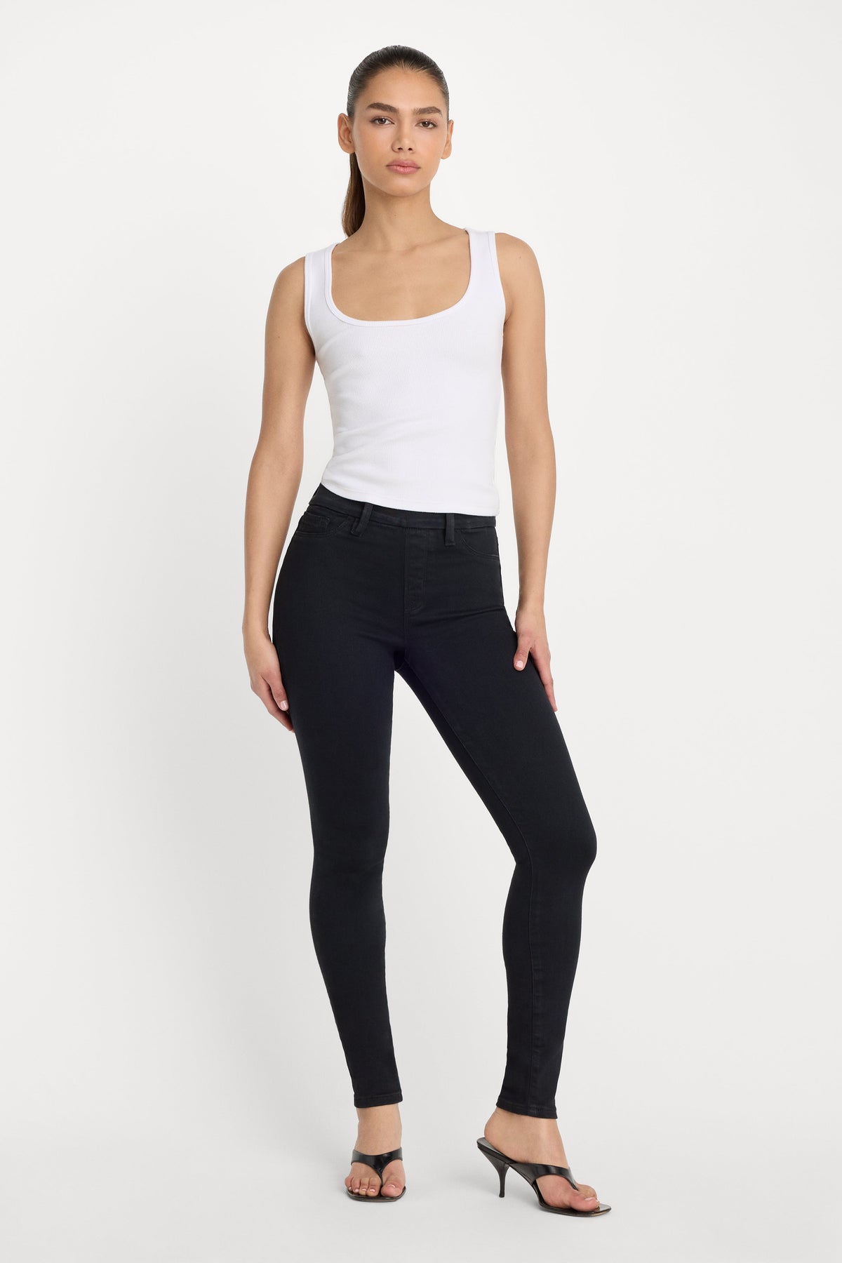 Luxury POWER STRETCH PULL-ON SKINNY JEANS BLACK001